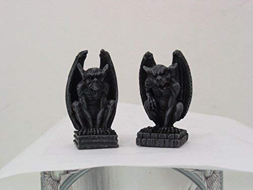 PTC 2.5 Inch Miniature Evil Gargoyles Resin Statue Figurines, Set of Two