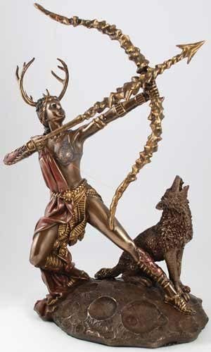 Moonlight Mysteries Bronze Greek Goddess of the Wilderness Artemis Statue