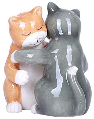 Hugging Cats Magnetic Ceramic Salt and Pepper Shakers Set