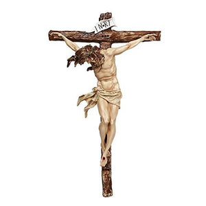 Pacific Giftware 20" H Wall Crucifix Jesus Resin Statue Home Decor