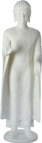 24.25 Inch White Shoeless Buddha Lady Standing Up with Eyes Closed
