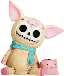 Furrybones Bacon Signature Skeleton in Piglet Costume with Piggy Bank