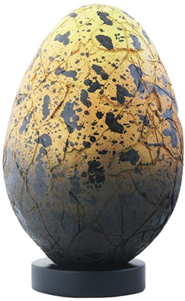 Yellow and Orange Color Dragon Fossil Egg with Black Splatter Spots
