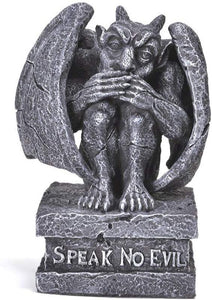 PTC 4 Inch Speak No Evil Engraved Sitting Gargoyle Statue Figurine