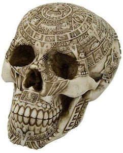 Pacific Giftware Aztec Meso America Skull Engraved with Aztec Motif Collectible Desktop Figurine Gift 6 inch