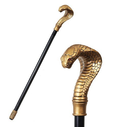 ANCIENT EGYPTIAN CULTURE COBRA SNAKE WALKING CANE PROP ACCESSORY .