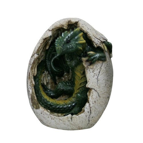 PTC 4.75 Inch Green Dragon Hatchling in Egg Casing Statue Figurine
