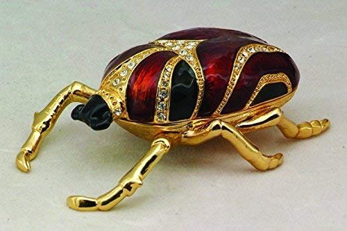 Brown Bug Jewel Studded Snap Closure Jewelry/Trinket Box Figurine