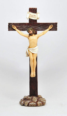 PTC 6 Inch Jesus on Crucifix Resin Standing Religious Statue Figurine