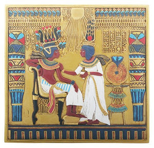 YTC Egyptian Hieroglyphical TUT Throne Scene Decorative Wall Plaque