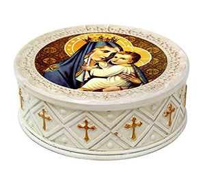 PTC 4.5 Inch Our Lady of Mount Carmel Inlayed Jewelry/Trinket Box Figurine