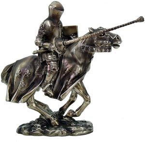 8.5 Inch Armored Knight with Lance on Horse Resin Statue Figurine