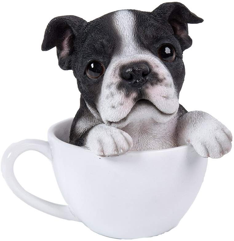 Pacific Giftware Adorable Teacup Pet Pals Puppy Collectible Figurine 5.75 Inches (Boston Terrier)