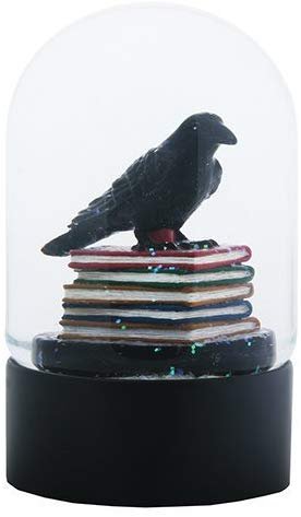 YTC Quoth The Black Raven Standing on a Stack of Books Water Globe