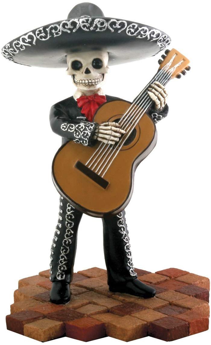 Skeleton Skull Black Mariachi Band Bassist Figurine Collectible