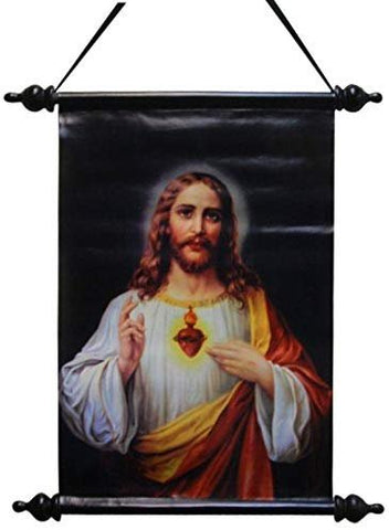 18 Inch Sacred Heart of Jesus Religious Hanging Wall Art Scroll