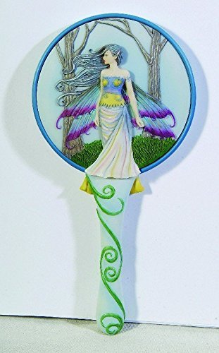 10 Inch Cold Cast Resin "Eternity" Fairy Hand Held Mirror, Blue