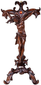 Free Standing Wood Finish Crucifix Christian Art Cross 24 inch Tall