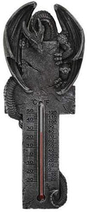 Dark Dragon Crouching Cross Wall Thermometer Statue