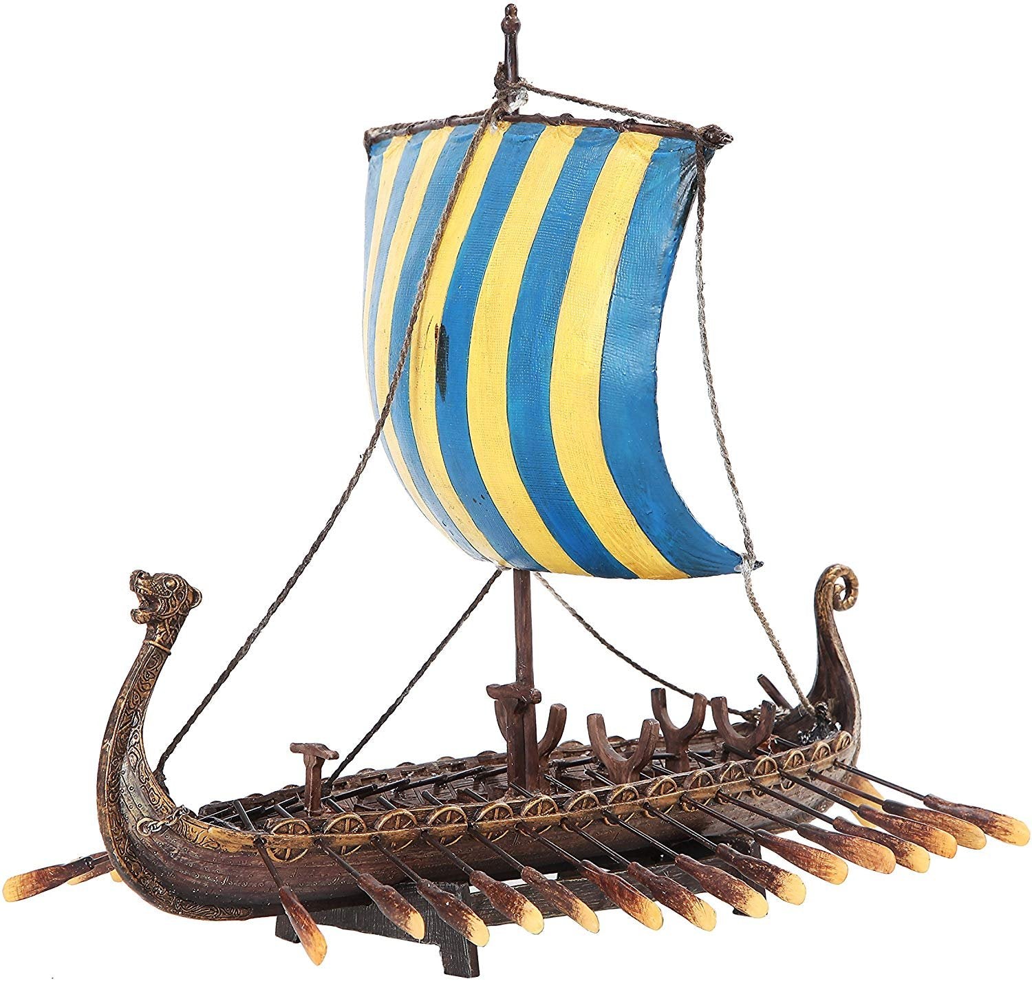 PTC 12.75 Inch Viking Warrior Replica Sailing Ship Resin Statue Figurine