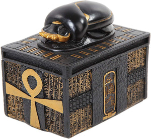 PTC 4.13 Inch Scarab Topped Egyptian Rectangle Jewelry/Trinket Box Figurine