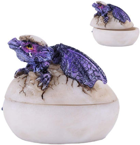 Pacific Giftware Purple Baby Dragon Hatching From Egg Jewelry Trinket Box...
