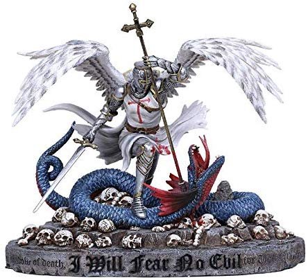 Pacific Giftware The Crusader Knight Angel Slaying Dragon I Will Fear no Evil Colored Collectible Figurine
