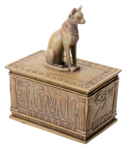 SUMMIT BY WHITE MOUNTAIN Sandstone Colored Bastet Box with Egyptian Detailed Bottom Design