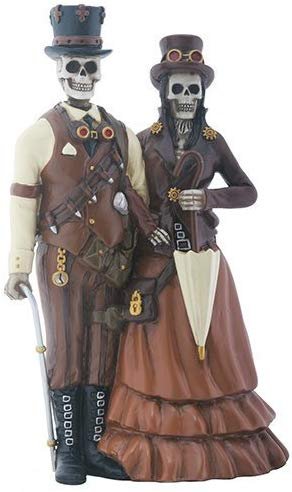 YTC Skeleton Bones Steampunk Outfitted Couple Decorative Figurine