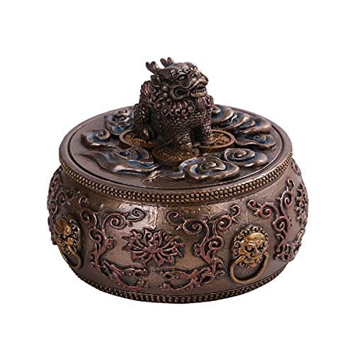 Pacific Giftware PT Traditional Chinese Money Feng Shui Chi Lin Dragon Horse Drum Box Resin Home Decor Figurine