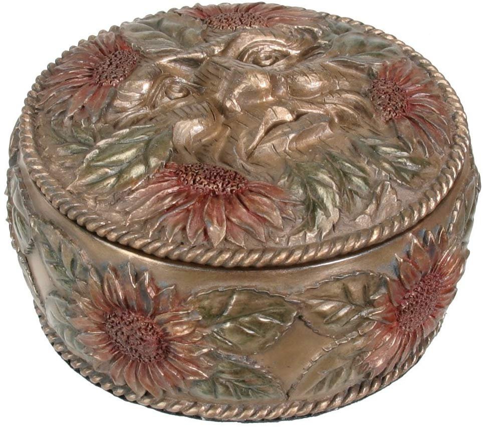 Greenman Box Summer Collectible forest Green Man Jewelry Container