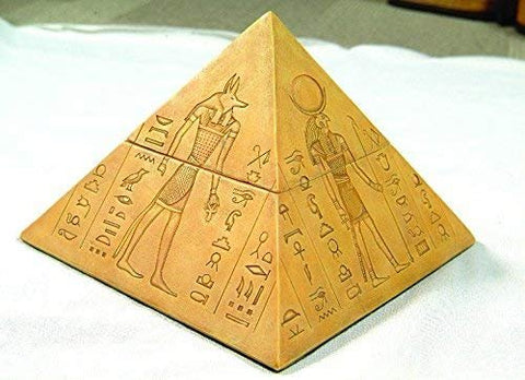 PTC 4.25 Inch Egyptian Gods Pyramid Shaped Jewelry/Trinket Box Figurine