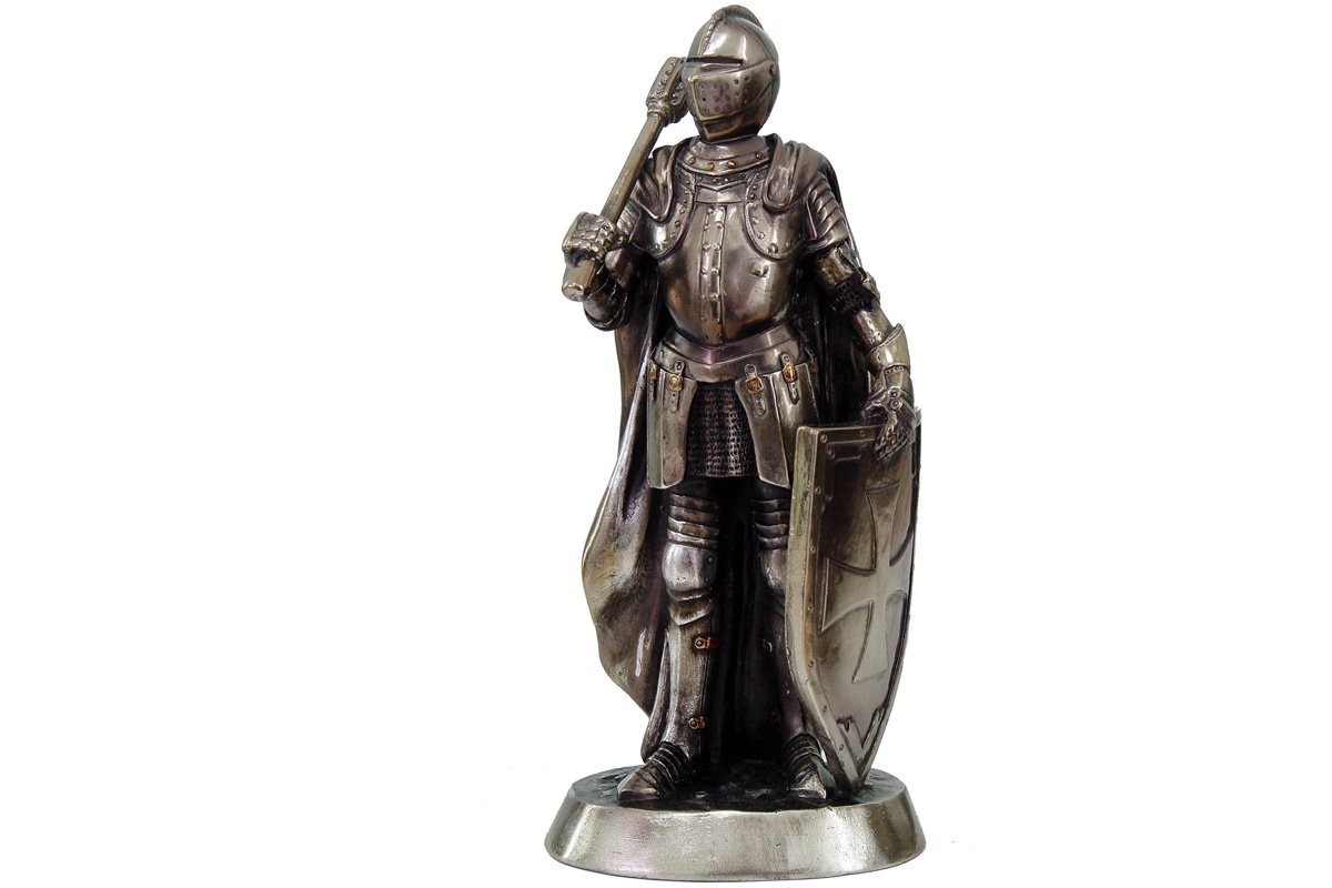 7 Inch Armored Medieval Knight with Weapon Resin Statue Figurine