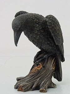 7.5 Inch Dark Raven on Large Tree Platform Resin Statue Figurine