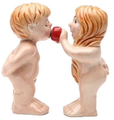 Adam and EveMagnetic Ceremic Salt and Pepper Shakers