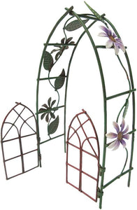 Pacific Giftware Enchanted Mini Fairy Garden Accessories Decorative Metal Garden Arbor Gate Arch Shape with Floral Design 6.5 inch Tall