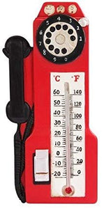 PTC 7 Inch Red Old Style Telephone Wall Thermometer Statue Figurine