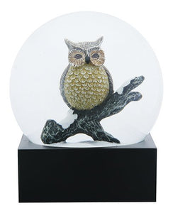 Black and Yellow Wise Owl on a Branch Decorative Water Globe