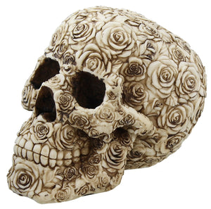Decorative Ornate Rose Flower Skull Figurine