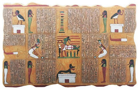 YTC Egyptian Hieroglyphical Funerary Scene Decorative Wall Plaque