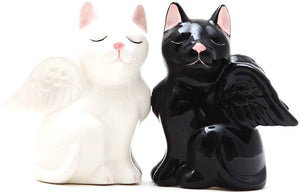 3.5 Inch Black and White Angelic Cats Salt and Pepper Shakers Set