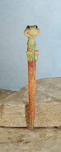 Happy Green Turtle Sitting on Top Statue Figurine Pen, Set of 6