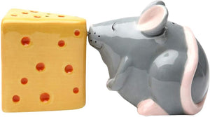 Mouse and Cheese Magnetic Ceremic Salt and Pepper Shakers (See how no space between cheese and magnetic?).