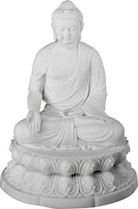 Gifts of Nature Buddha Meditating Blessing Mudra Statue White, Resin 7 H