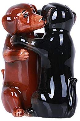 Hugging Daschund Magnetic Ceramic Salt and Pepper Shakers Set