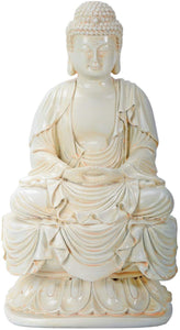 YTC 7.25 Inch Cream Toned Cold Cast Resin Buddha Statue, Small