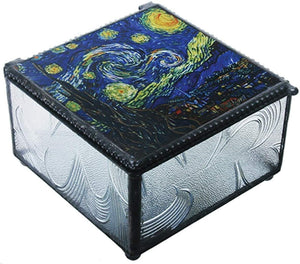 YTC 4 Inch Van Gogh - Starry Night Clear Glass Decoration Trinket Box