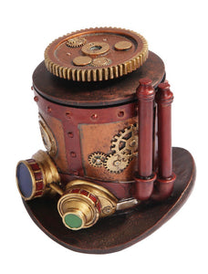 PTC 7 Inch Steampunk Themed Machinery Hat Jewelry/Trinket Box Figurine