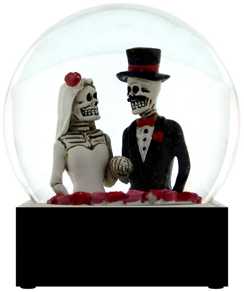 YTC Black and White Day of The Dead Bride and Groom Decorative Water Globe