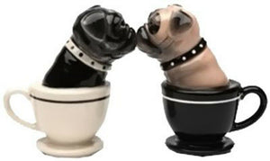 Tea Cup Pugs Magnetic Ceremic Salt and Pepper Shakers